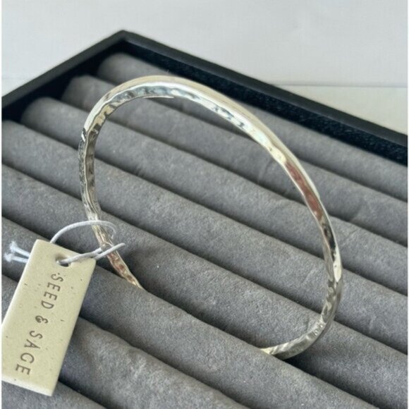 Seed & Sage ATI 925 Sterling Silver Bangle Hammered Bracelet Mexico D-2 3/4\